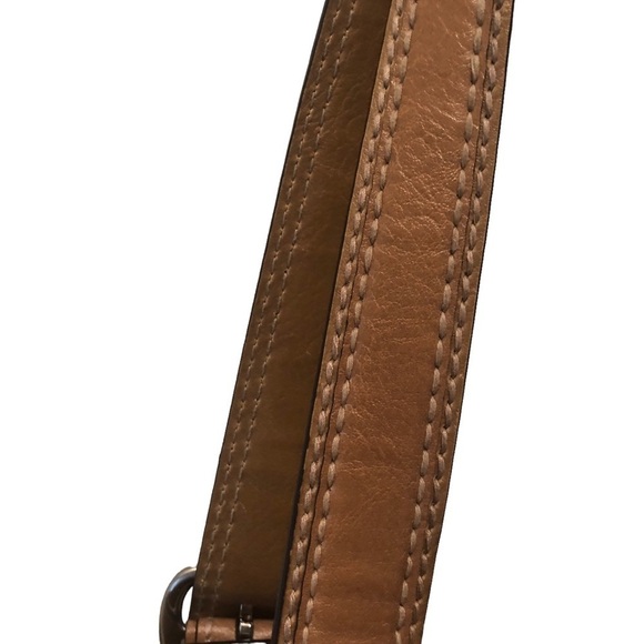 Fossil Marley Double Handle Shoulder Bag Shopper Yellow Canvas Leather 14X11 - Picture 4 of 14